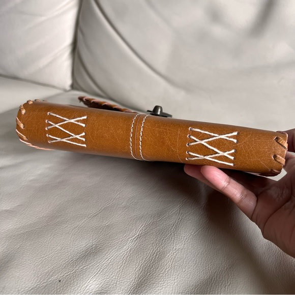 Brown Leather Bound Journal Diary Paper Hand Stitched Clasp Closure - Picture 7 of 10